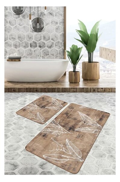 Hnedé zamatové kúpeľňové predložky v súprave 2 ks 60x100 cm – Mila Home