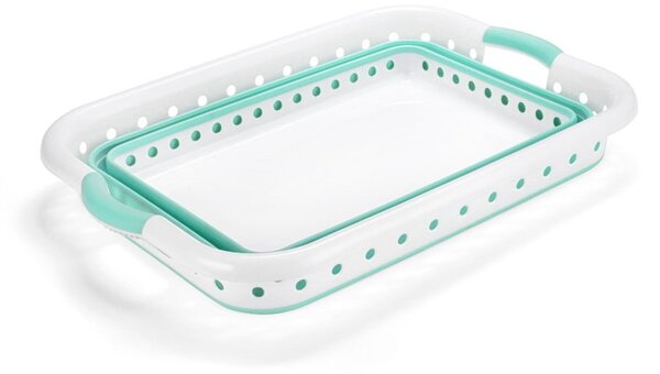 Bielo-tyrkysový skladací kôš na bielizeň Addis Collapsible Laundry Basket