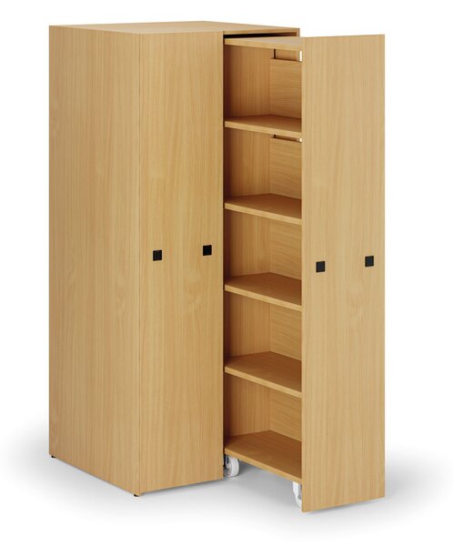 Veľkokapacitná skriňa s výsuvnými regálmi, 841 × 846 × 2000 mm, buk