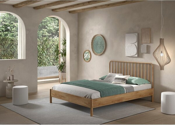 Dvojlôžková posteľ z dubového dreva bez roštu 160x200 cm v prírodnej farbe Olive Spindle – Vipack