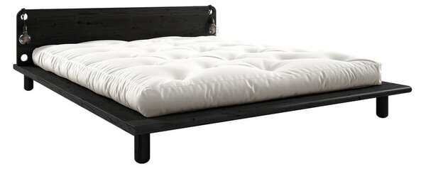 Čierna dvojlôžková posteľ z borovicového dreva s roštom 140x200 cm Peek – Karup Design
