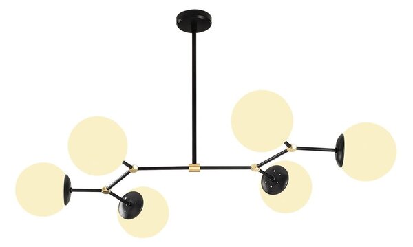 Čierno-biele závesné svietidlo so skleneným tienidlom Damar – Opviq lights