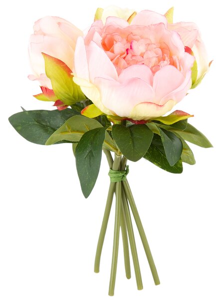 Umelá kvetina zväzok Pivonky svetloružová, 24 cm