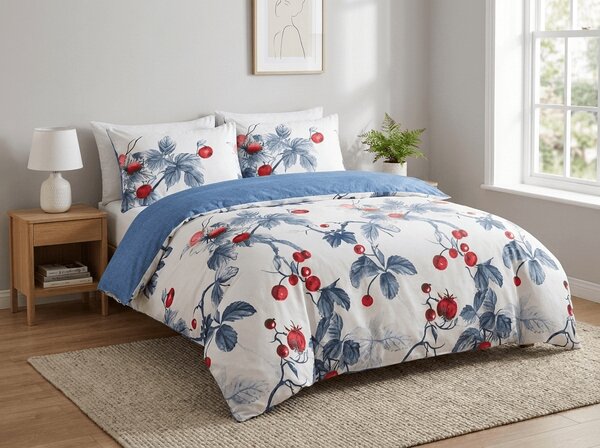 Flanelové obliečky z mikrovlákna BERRY BLOOM bielo-modré Rozmer obliečky: 70 x 90 cm | 140 x 200 cm