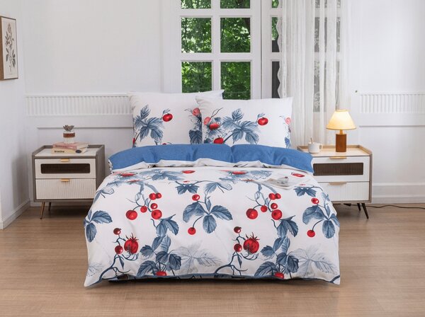 Flanelové obliečky z mikrovlákna BERRY BLOOM bielo-modré Rozmer obliečky: 70 x 90 cm | 140 x 200 cm