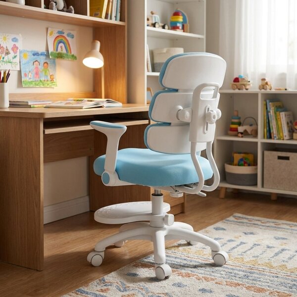 Detská rastúca stolička Neoseat KIDDY THREE — látka, prateľný poťah, modrá