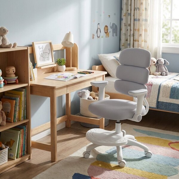 Detská rastúca stolička Neoseat KIDDY THREE — látka, prateľný poťah, sivá