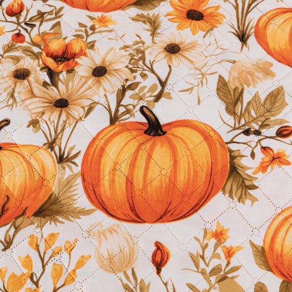 Prehoz na posteľ FLOWERS AND PUMPKINS, oranžový Rozmer: 170 x 210 cm