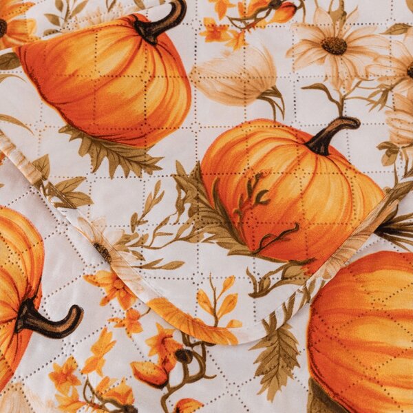 Prehoz na posteľ FLOWERS AND PUMPKINS, oranžový Rozmer: 170 x 210 cm