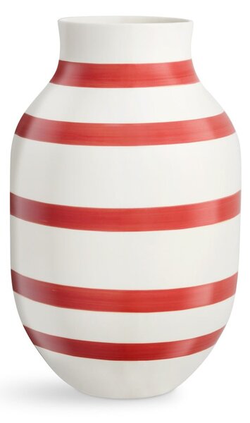 Bielo-červená pruhovaná keramická váza Kähler Design Omaggio, výška 31 cm