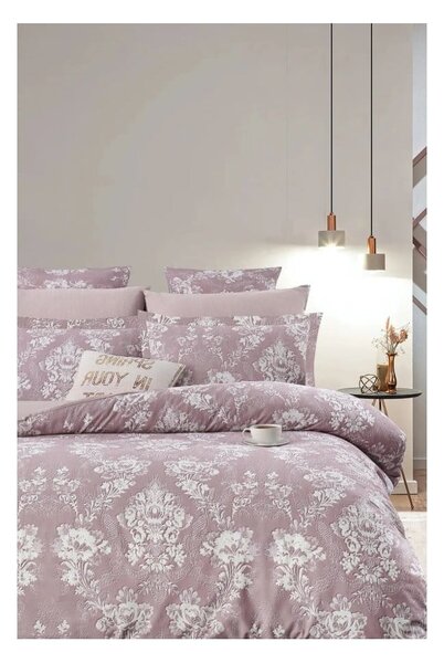 Ružové predĺžené obliečky na dvojlôžko z bavlny Renforcé s plachtou/4-dielne 200x220 cm – Mila Home
