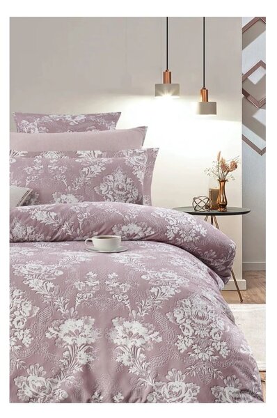 Ružové predĺžené obliečky na dvojlôžko z bavlny Renforcé s plachtou/4-dielne 200x220 cm – Mila Home
