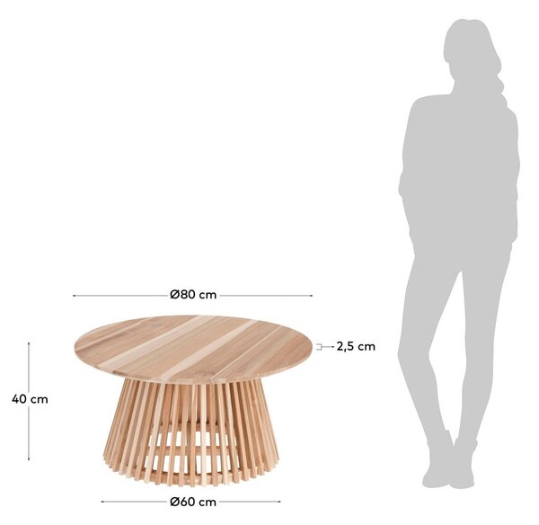 Konferenčý stolík z teakového dreva Kave Home Irune, ⌀ 80 cm