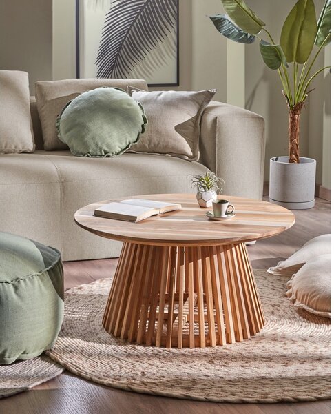 Konferenčý stolík z teakového dreva Kave Home Irune, ⌀ 80 cm