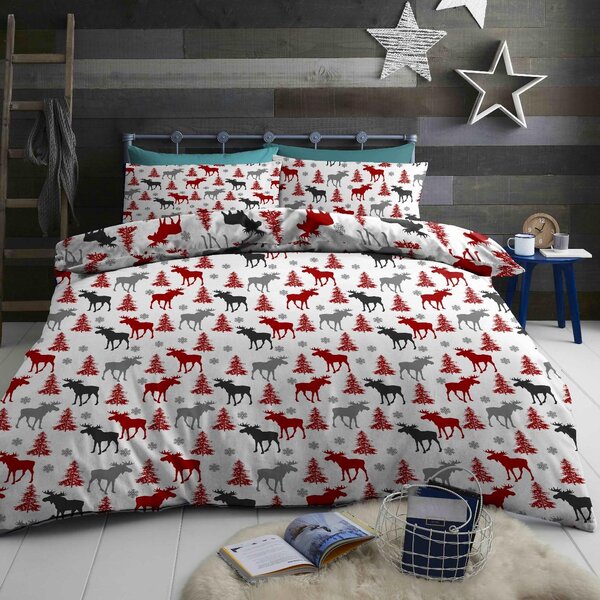 Bavlnené obliečky CHRISTMAS MOOSE biele Rozmer obliečky: 70 x 90 cm | 140 x 220 cm