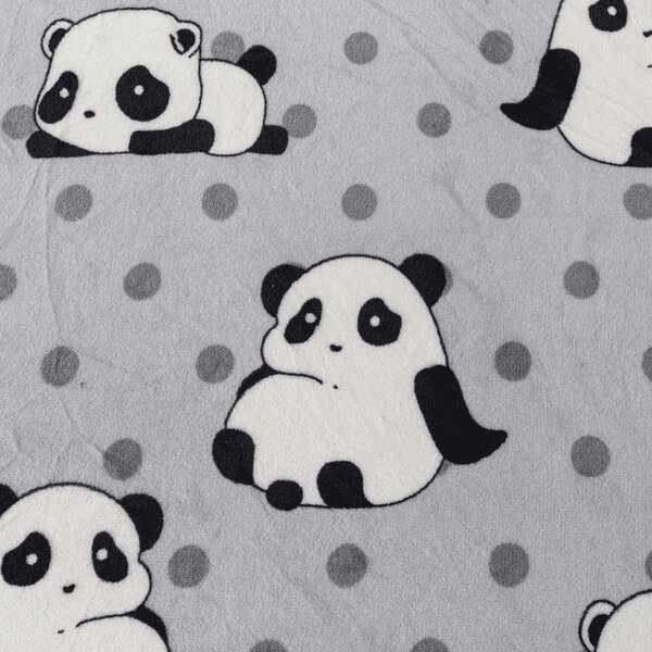 Plachta mikroplyš PANDA 180x200 cm sivá