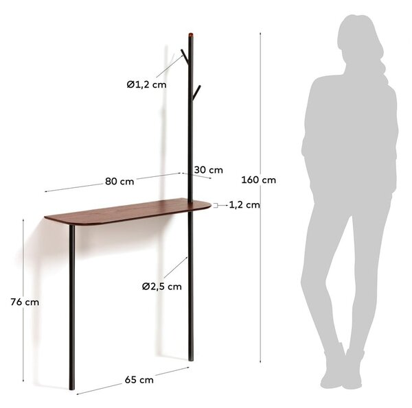 Konzolový stolík s vešiakom Kave Home Marcolini, 80 x 160 cm