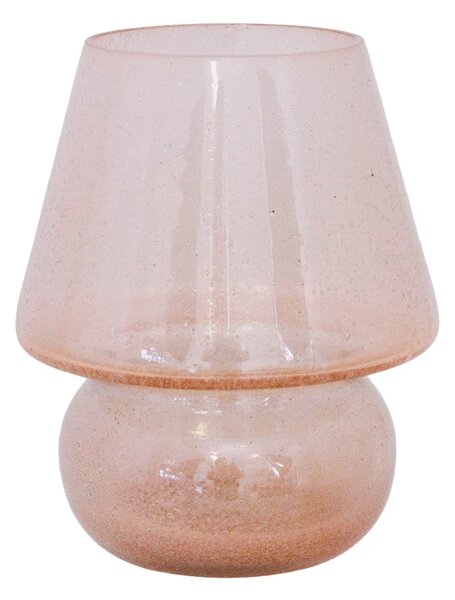 Sklenený lampáš na čajovú sviečku Mushroom Ash Pink
