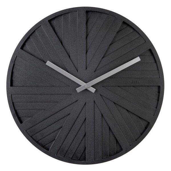 Čierne nástenné hodiny Karlsson Slides, ø 40 cm