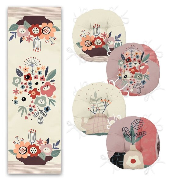 Set 4 ks sedákov a behúňa na stôl – Mila Home