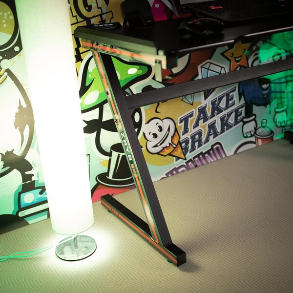 KONDELA Herný stôl/počítačový stôl, s RGB LED osvetlením, čierna/červená, MACKENZIE 100cm