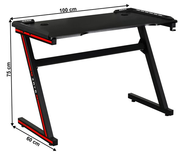 KONDELA Herný stôl/počítačový stôl, s RGB LED osvetlením, čierna/červená, MACKENZIE 100cm