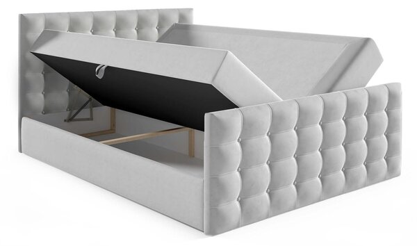 Wilsondo Čalúnená boxspring manželská posteľ s vrchným matracom Calvani - sivá Rozmer: 180x200