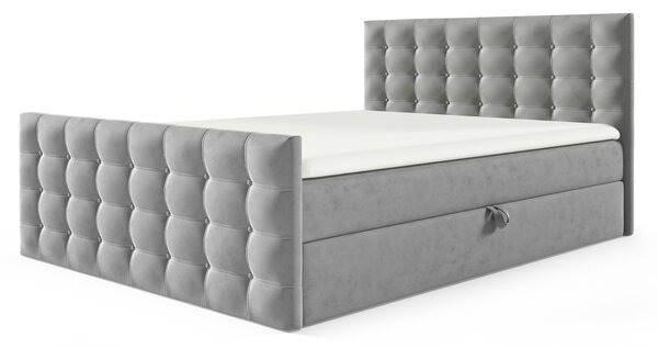 Wilsondo Čalúnená boxspring manželská posteľ s vrchným matracom Calvani - sivá Rozmer: 180x200