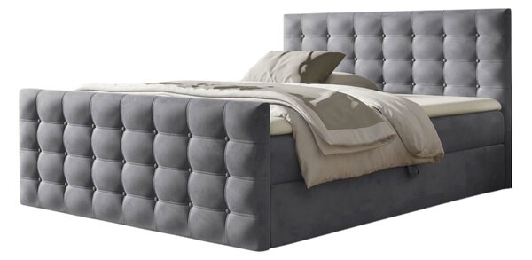 Wilsondo Čalúnená boxspring manželská posteľ s vrchným matracom Calvani - sivá Rozmer: 180x200