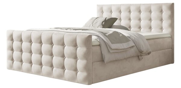 Wilsondo Čalúnená boxspring manželská posteľ s vrchným matracom Calvani - krémová Rozmer: 140x200
