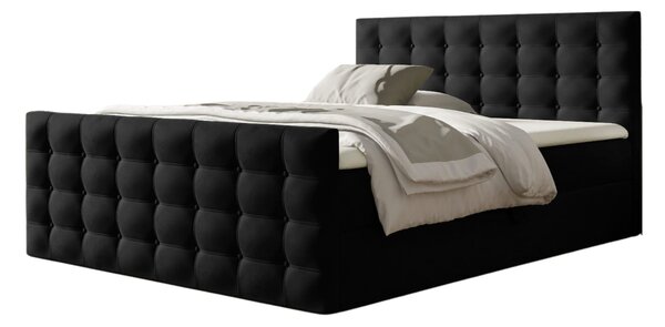 Wilsondo Čalúnená boxspring manželská posteľ s vrchným matracom Calvani - čierna Rozmer: 180x200