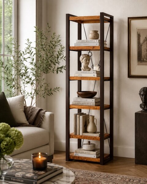 Knižnica Retro 60x200x35 indický masív mango