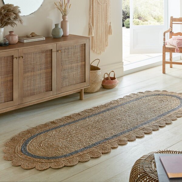 Sivý/v prírodnej farbe ručne tkaný jutový behúň 80x230 cm Grace Grey – Flair Rugs