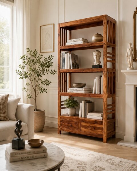 Knižnica Kali bez zadnej strany 90x180x35 indický masív palisander