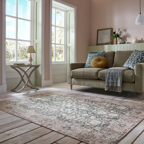 Zelený prateľný koberec 152x230 cm Beau Floral – Flair Rugs