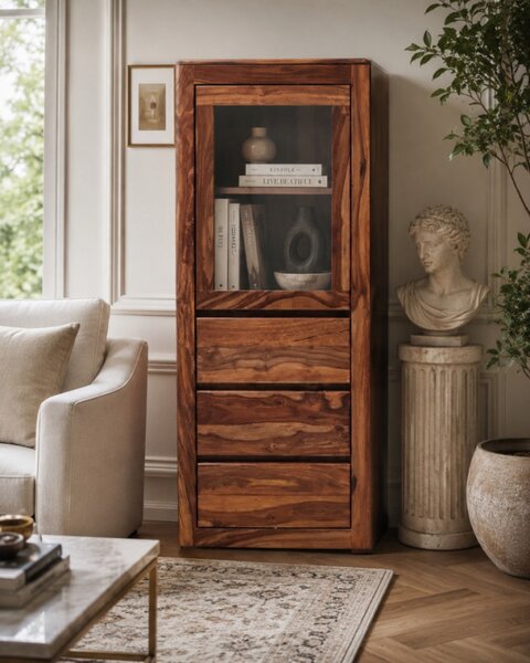 Vitrína Tina 60x150x45 indický masív palisander