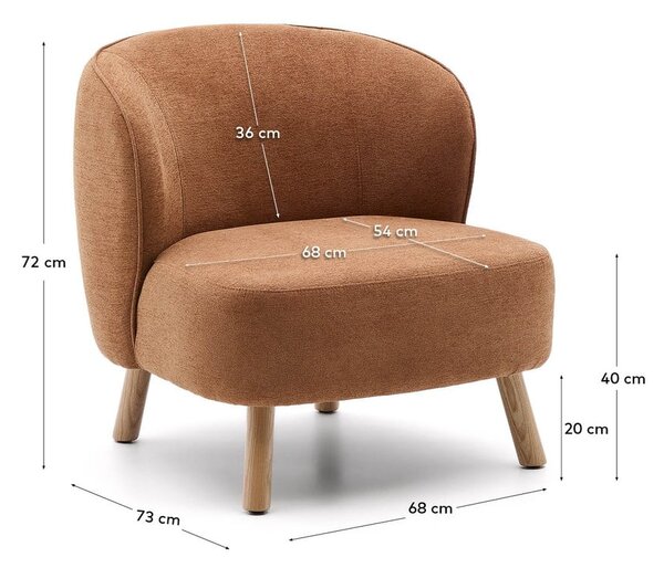 Ženilkové kreslo v terakotovej farbe Ulit – Kave Home