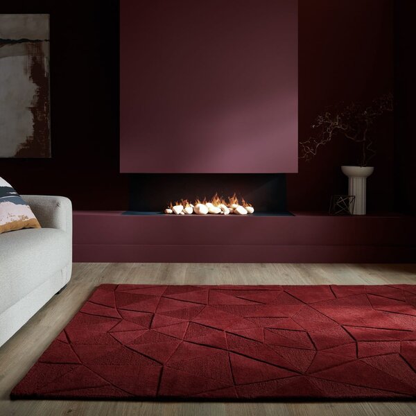 Vínovočervený ručne tkaný vlnený koberec 160x230 cm Shard Red – Flair Rugs