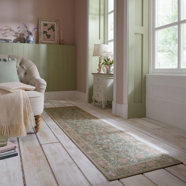 Svetlozelený prateľný behúň 60x230 cm Una Floral – Flair Rugs