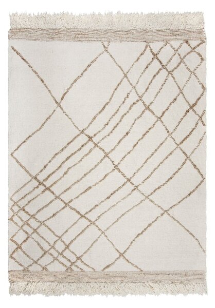 Krémový ručne tkaný koberec s prímesou vlny 120x170 cm Astera Linear – Flair Rugs
