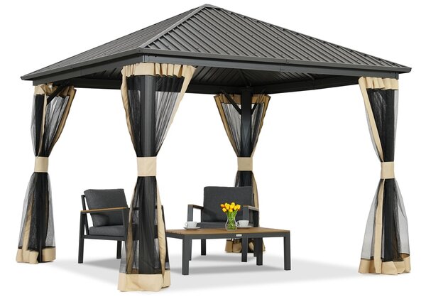 Kovový altánok Sardínia 3x3 s moskytiérou Garden Point béžový