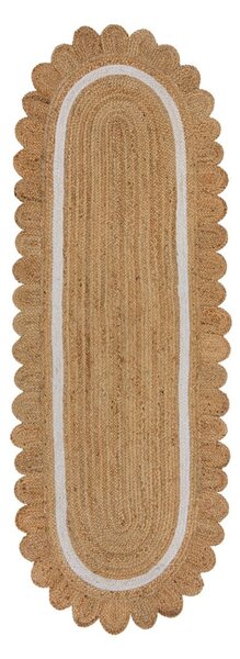 Ručne tkaný jutový behúň v prírodnej farbe/slonovinový 80x230 cm Grace White – Flair Rugs