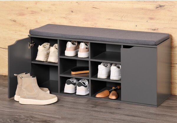 Kesper 15919 Botník s podsedákom, sivá, 103 x 48 x 30,5 cm