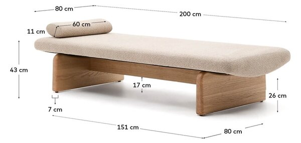 Béžová/v prírodnej farbe ženilková leňoška (variabilný roh) Topaz – Kave Home