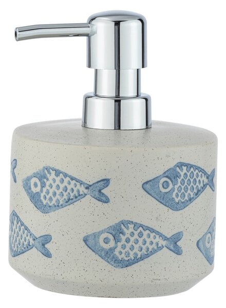 Modro-biely keramický dávkovač na mydlo Wenko Aquamarin, 475 ml