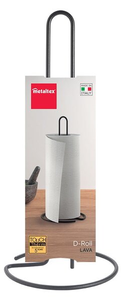Matne čierny oceľový stojan na papierové utierky ø 14 cm Lava – Metaltex