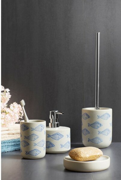 Modro-biely keramický téglik na kefky Wenko Aquamarin
