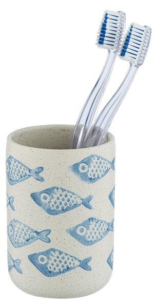 Modro-biely keramický téglik na kefky Wenko Aquamarin