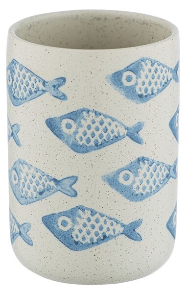 Modro-biely keramický téglik na kefky Wenko Aquamarin