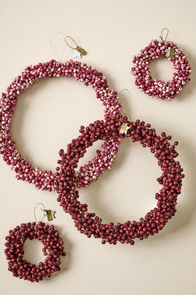 Korálkový venček Wooden Beads Rose Ø 22 cm